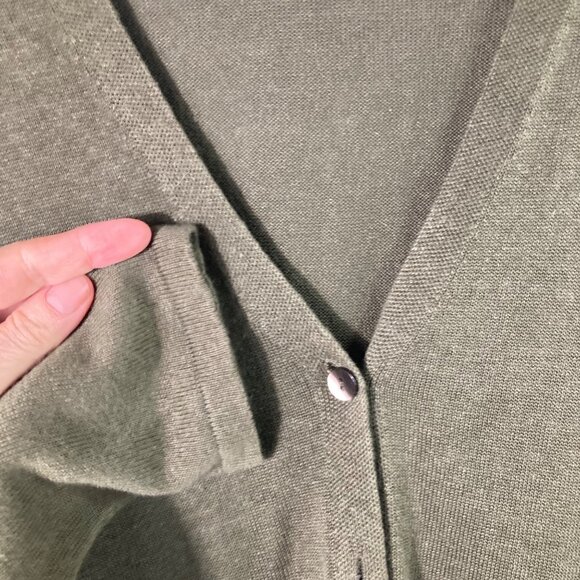 Womens J Jill Linen Blend Button Cardigan Green M Tall Linen Rayon - Picture 3 of 9